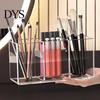 Elegant Makeup Organizer for Vanity Transparent Acrylic Brush Organizer, Multi-Compartment Storage Bin, Modern Stable Plastic Cosmetic Display
