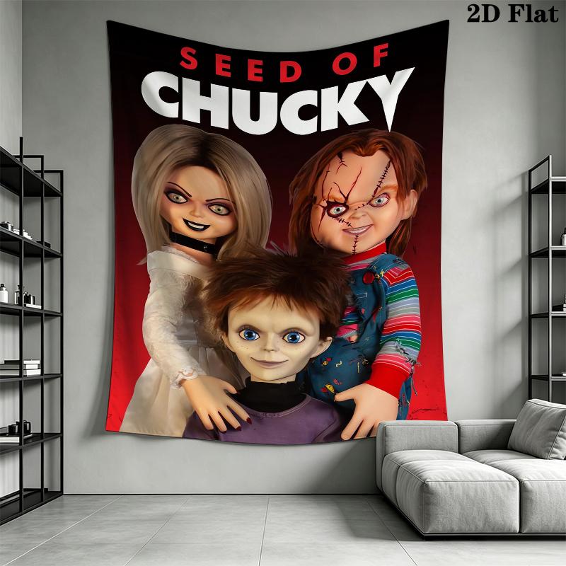 Arazzo da Parete Chucky Appeso Estetico alla Parete Coperta in Tessuto Stampato Arazzi Decorativi per Camera da Letto Soggiorno Decorazioni per la Casa