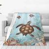 3D Anime Blanket Sea Turtle Flannel Blankets Warm Comfortable Blankets For Camping Home Travel Car Fluffy Soft Blankets Gifts