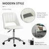 Armless Velvet Feel Office Chair Cream White
