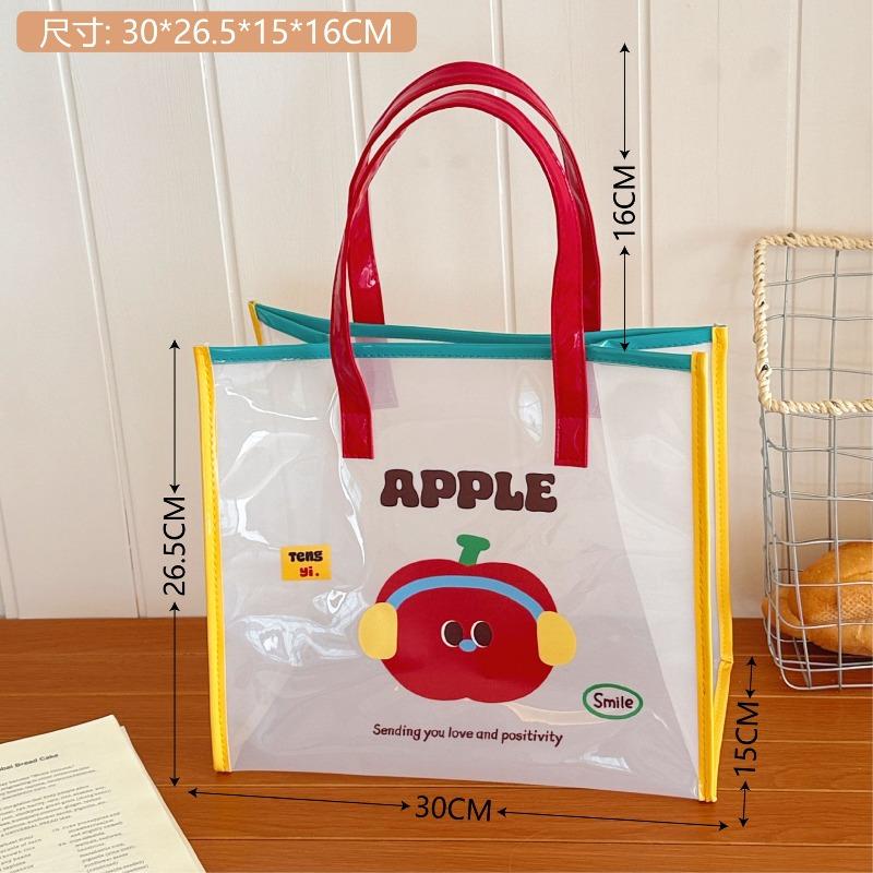 Jelly Beach Bag Cartoon Tote Bag Cute Transparent Waterproof Travel Tote Bag Shoulder Bag