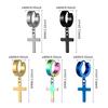 1Pair Punk Stainless Steel Cross Pendant Hoop Earrings For Men Women Not Fade Ear Rings Hip Hop Male Jewelry