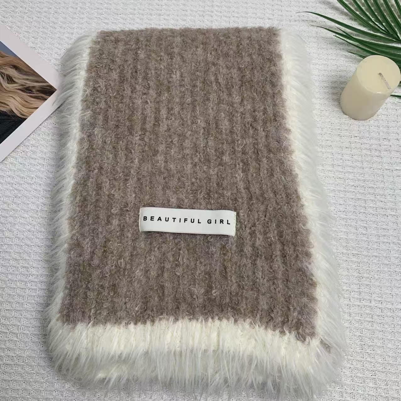 

Вязаный шарф в стиле ретро, корейский стиль, высококачественная утолщенная теплая шаль, осенне-зимняя шерстяная, мягкая и восковая, универсальный шарф