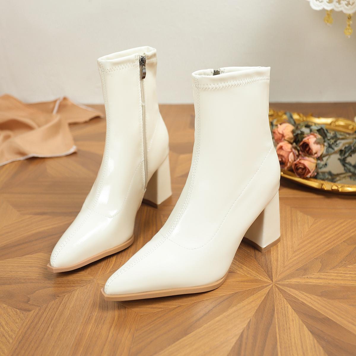 

Женские ботильоны на высоком каблуке с острым носком, сексуальная обувь для женщин, новинка 2025 года, классические повседневные ботинки с боковой молнией, женские ботинки Botas 42