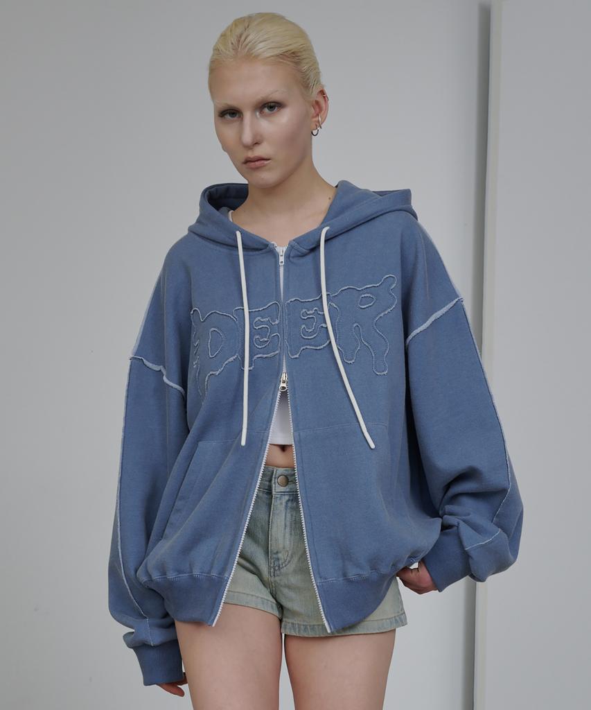 Dearmydeer Dear Applique Hoodie Zip-Up (Blue)