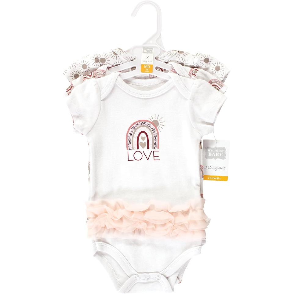 

Hudson Baby Unisex Baby Cotton Bodysuits, Love Rainbow Tutu, 0-3 Months