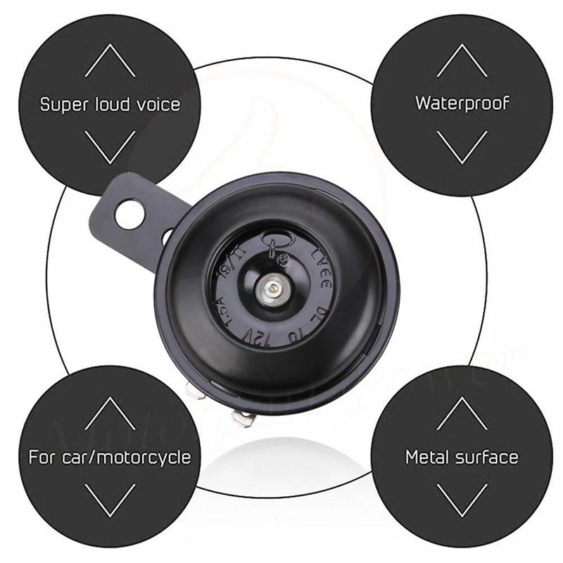 Precise Universal Waterproof Motorcycle Electric Horn 2PCS Loud 12V 1.5A 105Db Round Speaker Signal Horn Speakers