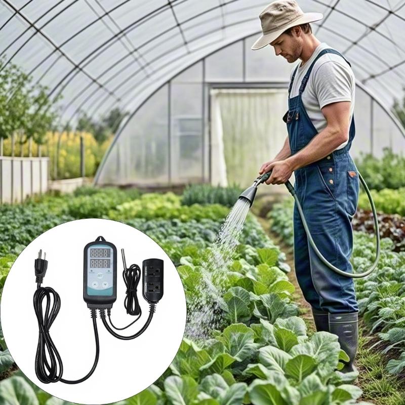 Digital Temperature Controller 1100W 110V for Greenhouses Mushroom Cultivation Home Brewing Heating with Accurate Digital Display