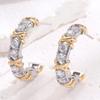 1 Pair Women Earrings C-Ring Shape Ear Buckle Design Stable Fit Cubic Zirconia Inlaid Earrings Jewelry Gift