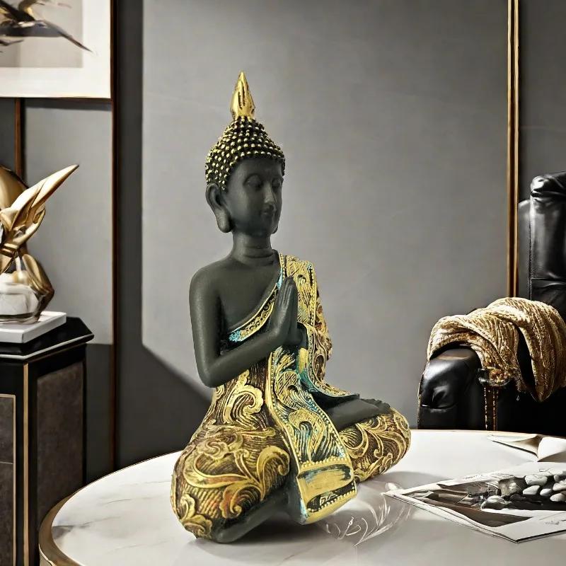 Neu Harz Buddha Statue Ornamente Hause Wohnzimmer Dekorationen Eingangsbereich Eingerichtet Harz