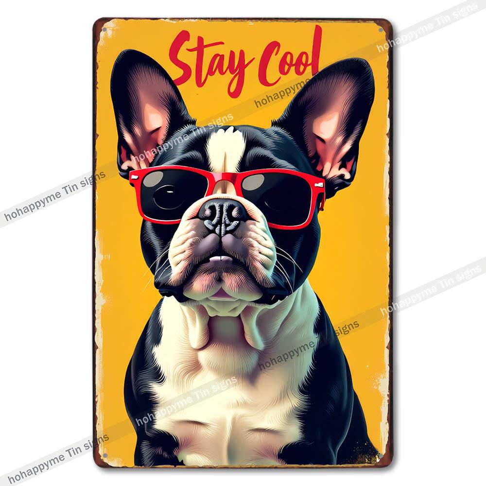 Vintage Cute Dog Themed Metal Tin Sign Retro Funny Puppy Wall Art Decor for Home Pet Shop Man Cave Rustic Iron Painting Plaque