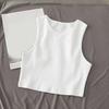 Women Summer Vest Round Neck Sleeveless Bottom Tops Slim Fit Tank Tops Solid Color Cropped