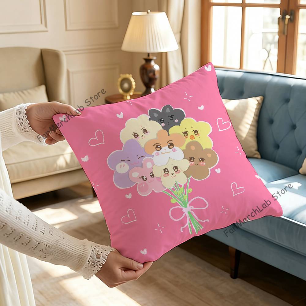 Cute AANITEEZ Anime Pillow Case Antidustmite Pillowcase Invisible Zipper Silky Short Plush Sofa Cushion Cover