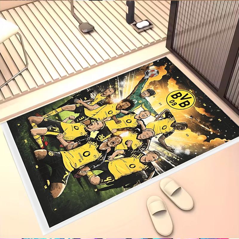 Kober s potiskem Borussia Dortmund, Omyvatelný podlahový koberec, Do předsíně, Koleje, Prádelny, Kanceláře, Pracovny, Bytový dekor, Dárek k narozeninám, Vánocům