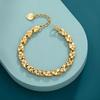 Bracelet vintage de luxe pour femme en or pur 24 carats (9999), orné d'un trèfle à quatre feuilles.