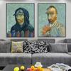 Poster Vintage Van Gogh Autoritratti Pittura su Tela Arte Moderna Stampa Divertente Quadro da Parete per Camera da Letto Soggiorno Decorazioni per la Casa
