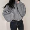 Zipper Faux Lamb Fleece Cardigan Stand Collar Short Jacket Loose Long Sleeve Women Autumn Winter Warm Coat Ropa Mujer