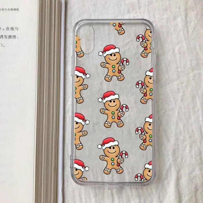 New Year Merry Christmas Phone Case For iPhone 16 15 14 13 12 11 Pro Max Mini 7 8 Plus SE Clear Coque Shell Cartoon Cover Fundas