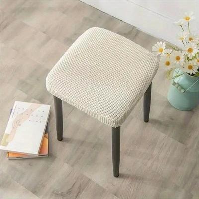 1 Classic Elastic Square Dressing Stool Anti Slip Dining Chair Cushion Protective Cover, Mixed Polyester And Spandex, Machine