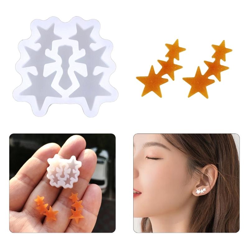 Pentagram Stud Earrings Silicone Mold Suitable for Epoxy Resin Diy Craft Backpacks Pendant Ornament Jewelry Making