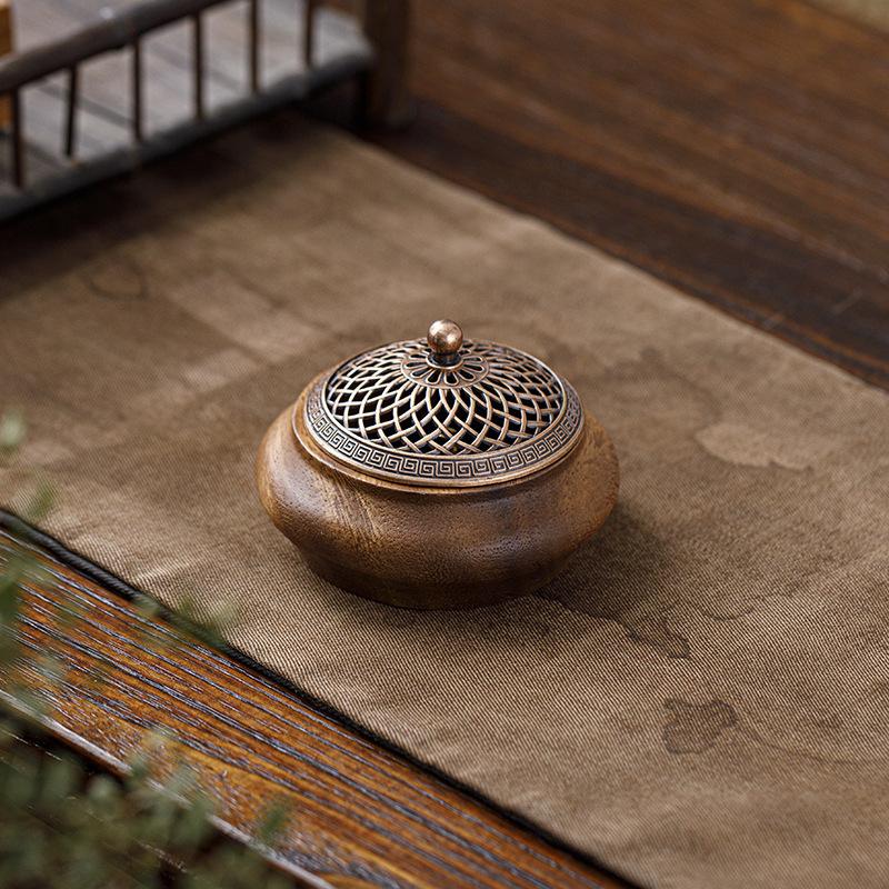 For Walnut Solid Wood Incense Burner Chinese Vintage Home Sandalwood Base Creative Aromatherapy Stove