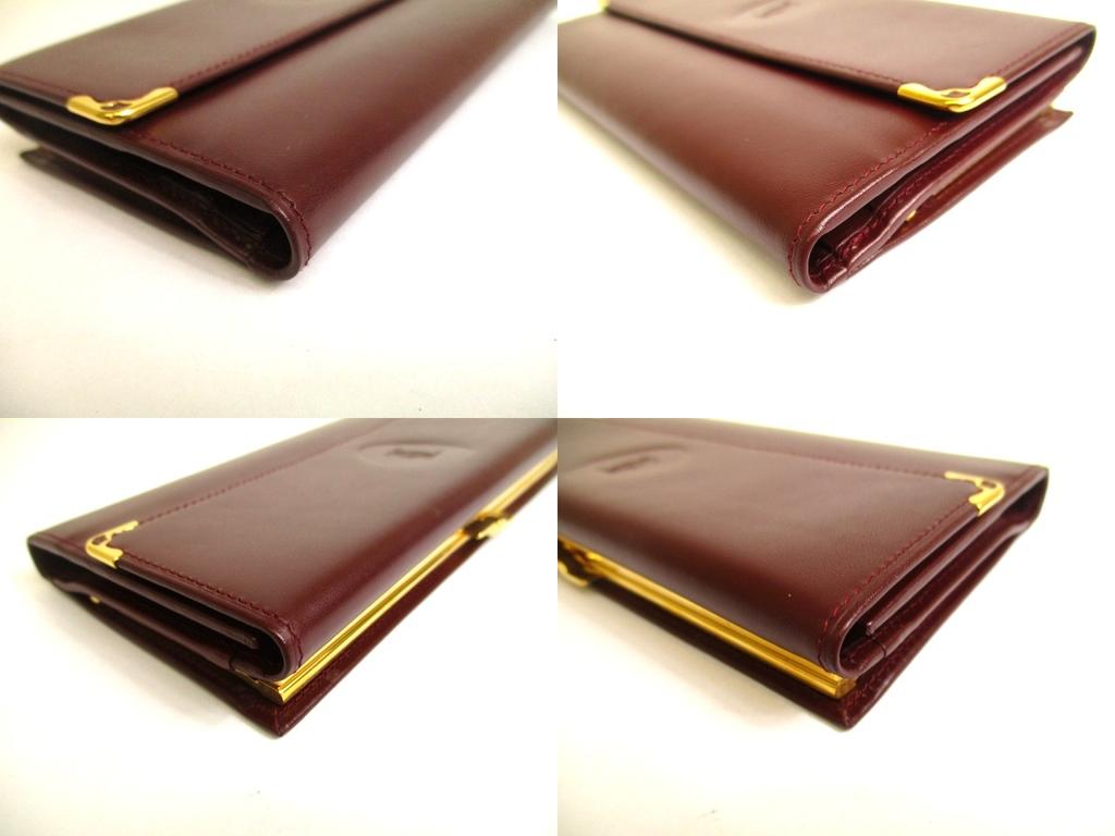 Authentic Cartier Must De Cartier Bordeaux Leather Flap Long Wallet #a786  Refurbished