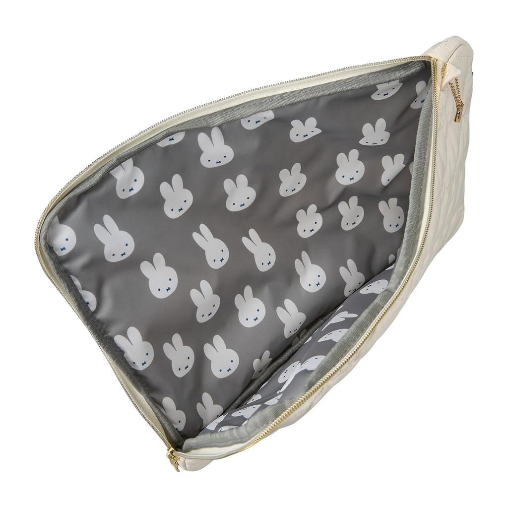 Quilted Flat Pouch Miffy Stylish and Light Quilted Flat Pouch Period Sale Beige [Hapitas]