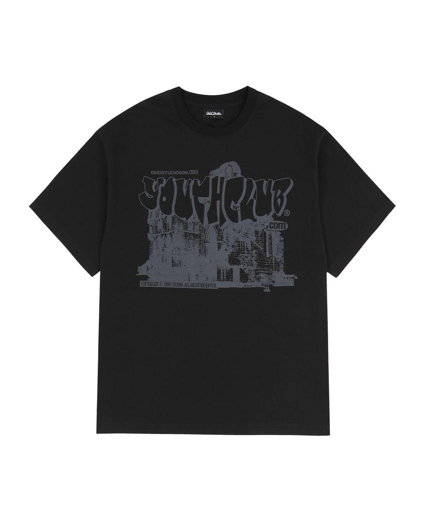 ODDSTUDIO Youth Club Graphic Oversized T-Shirt - Black