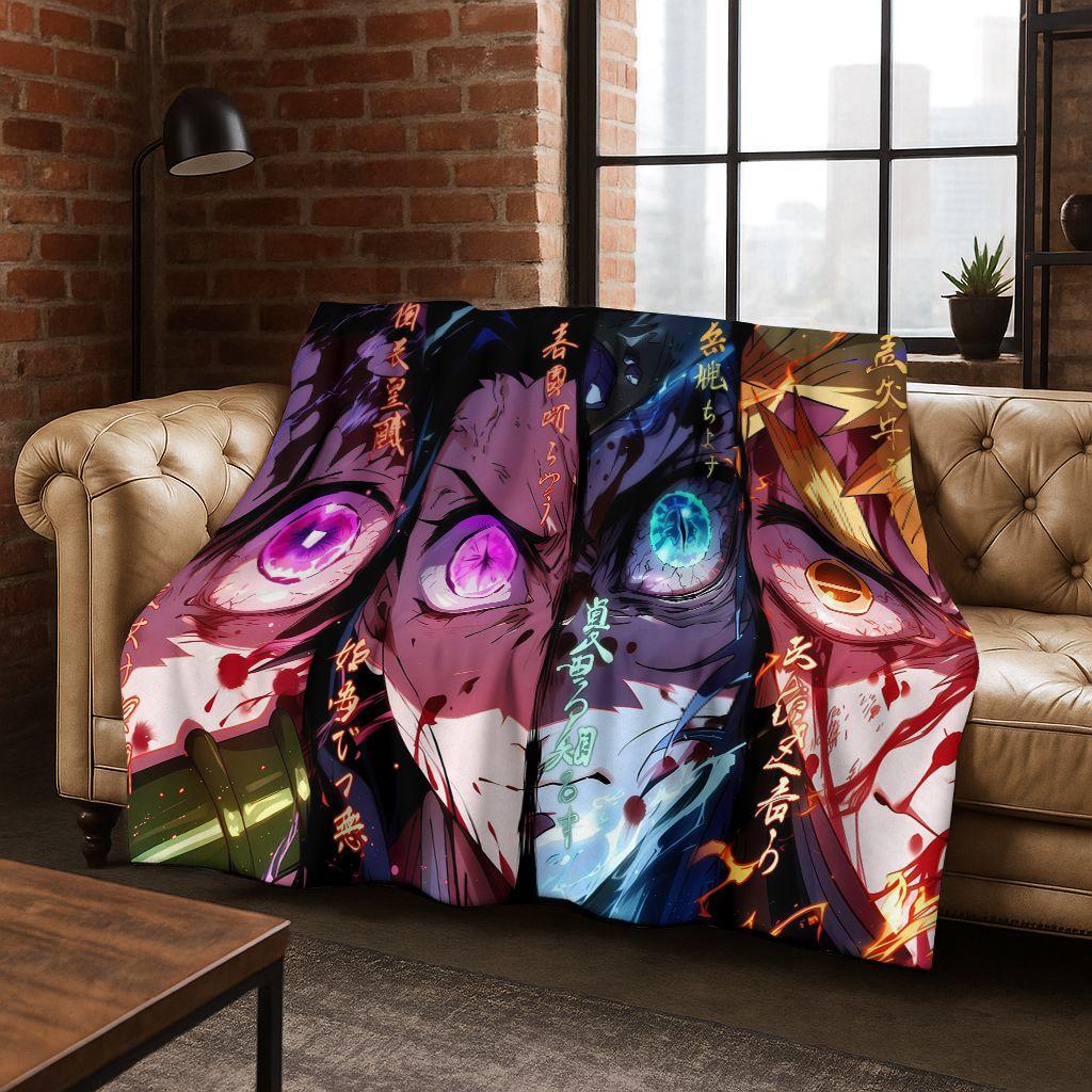 Anime Demon S-Slayer Kamado Nezuko Tanjirou Cartoon Flannel Blanket,Cozy Soft Throw Blanket for Home Bedroom Bed Sofa Cover Kids