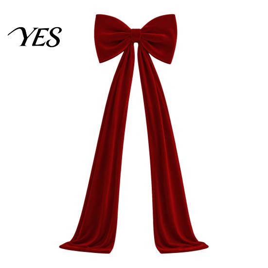 Winter Wedding Celebration Decor Large Velvet Christmas Tree Topper Bow, Giant Bow with Long Red Bows for Fireplace Streamers Room Wall Backdrop,