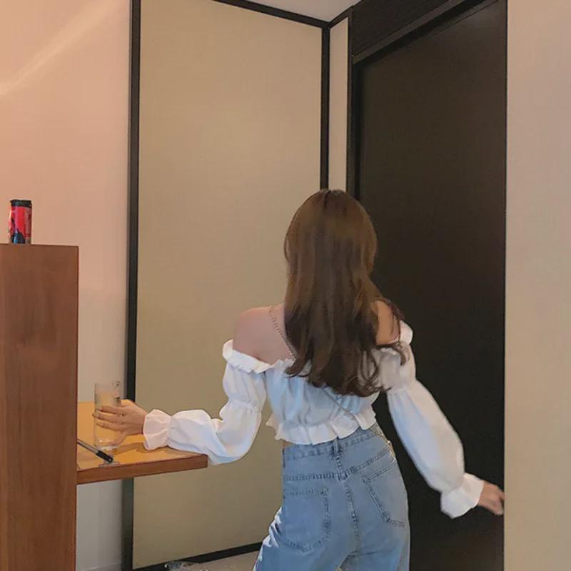 Spring/Summer 2024 Women's Puff Sleeve One-Shoulder Crop Top