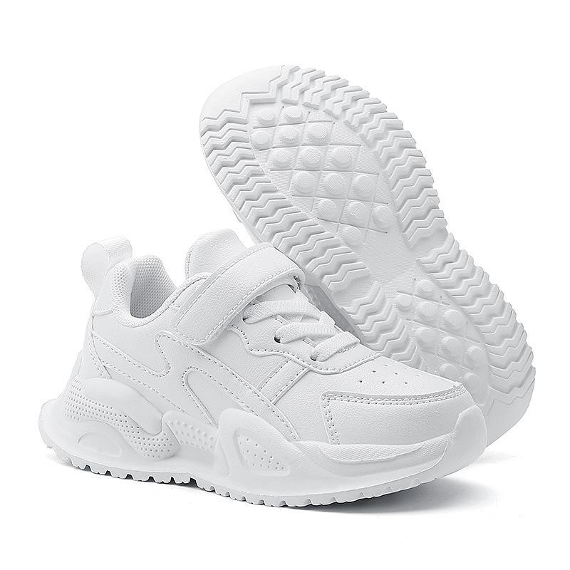 Children's school little white shoes sports shoes autumn and winter new leather waterproof boys running shoes girls casual shoes