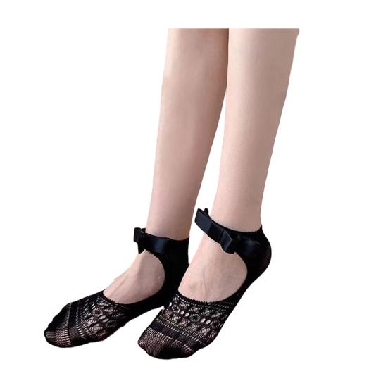1 пара женских носков Эластичный дизайн с мелким вырезом Кружевная отделка Носки средней длины Невидимые Низкий вырез Летние носки Для повседневной носки