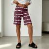 Women High Waist Wide Leg Casual Shorts Summer Vacation Loose Fit Mid Length Bottoms with Elastic Waistband and Patterned Design