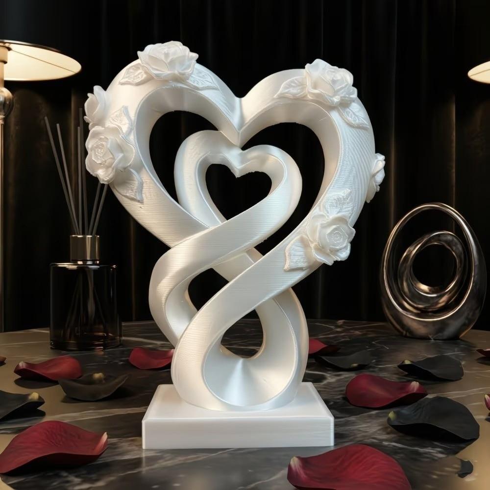 Modernes Herz-Rosen-Ornament Romantisches Herz-Statuen-Ornament Kreatives Liebes-Ornament Valentinstagsgeschenk