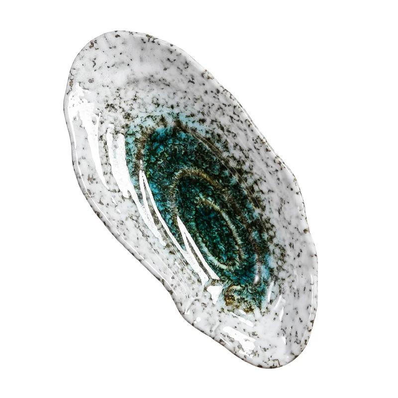 Exquisite Japanese Cuisine Restaurant Ceramic Tableware Sushi Sashimi Plate Cold Dish Plate Small Dish Oyster Cuttlefish Plate