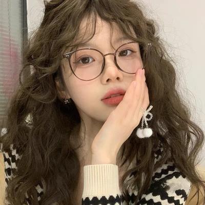 Anti-Blue Light Plain Glasses Ultra-Light Blush Cold Brown Korean Anti Radiation Round Metal Frame Eyewear