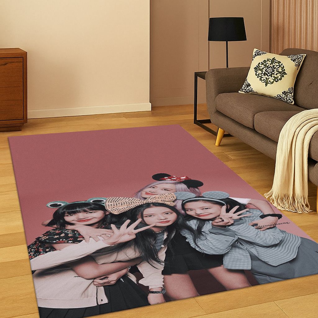 Tappeto Kpop B-Black Pink Gruppo Cantante Stella per Camera da Letto Soggiorno Divano Zerbino Decorazione Casa, Tappeto Area Antiscivolo Regalo