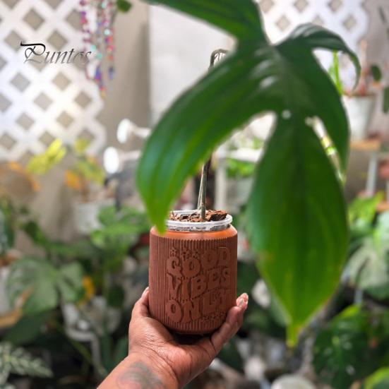 Niche Style Planter 3D Printed Planter, Small Good Vibes Only Flower Pot, Unique Office Desktop Decoration Cute Cactus Plant Container for Home Decor