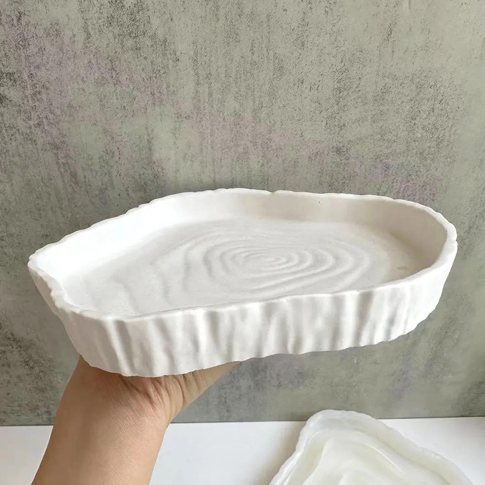 Wings Love Tray Silicone Mold DIY Tree Stump Dish Concrete Cement Plaster Resin Mold Storage Tray Plate Mould Home Decor