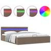 Hydraulic Storage Bed with LED Lights Taupe Fabric 160x200 cm