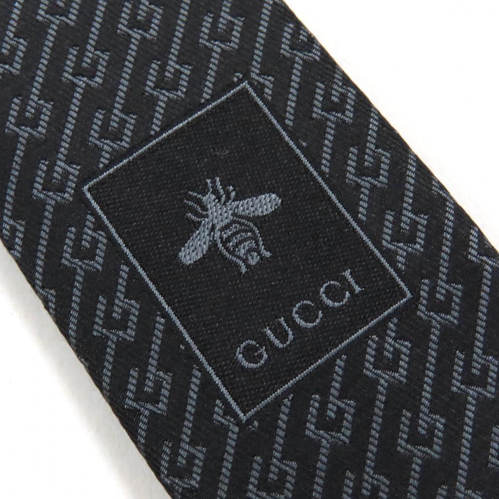 Excellent GUCCI tie G logo regimental stripes Dark brown gray silk mens Used