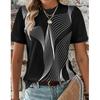 Fashion Women Retro Creative Geometric Lines Print T Shirt Funny Casual O-neck Short Sleeves T-shirt Summer Female Tee Shirt