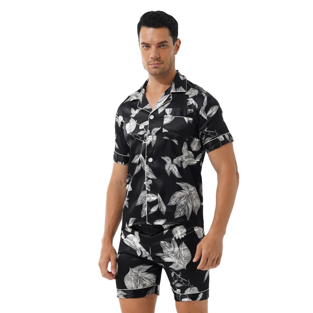 Buy 2Pcs Men Stylish Print Satin Pajama 
