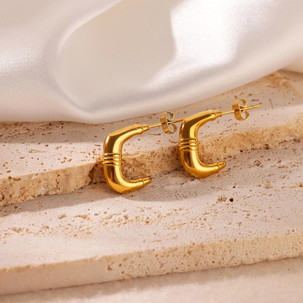 Stainless Steel Geometric Claw Earrings For Women Gold Color Starfish Heart Stud Earring Fashion Wedding Waterproof Jewelry Gift