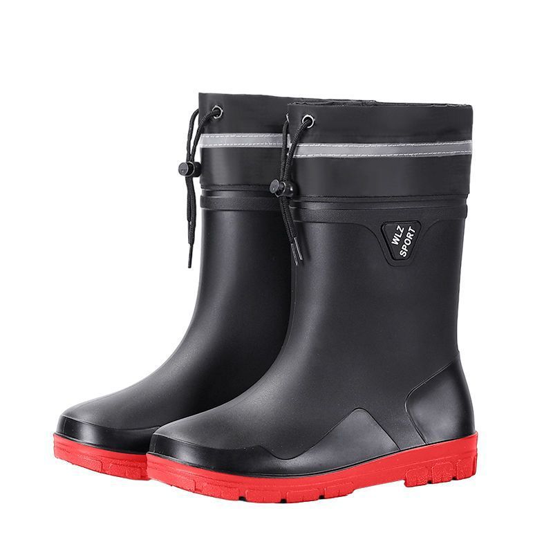 Mode neue rutschfeste und wasserdichte Port-Kurzschaft-Regenschuhe Plateau-Überschuhe Thermische Gummistiefel Herren