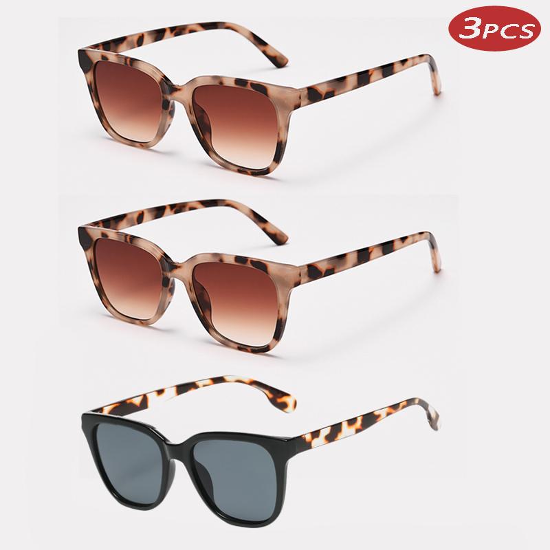 

Car Sun Glasses 3pcs Fashion Small Square Frame Sunglasses Women Vintage Brand Candy Glasses Ladies Leopard Luxury Shades UV400