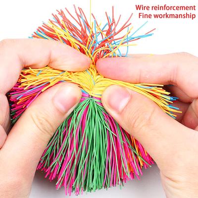 Colorful Bouncy Stress Balls Rainbow Fidget Sensory Ball Stringy Balls Baby Stretchy Ball