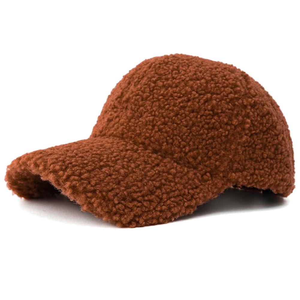 New Solid Color Artificial Lamb Wool Baseball Cap Plush Snapback Hat Autumn Winter Keep Warm Dad Hats For Women Men Sunshade