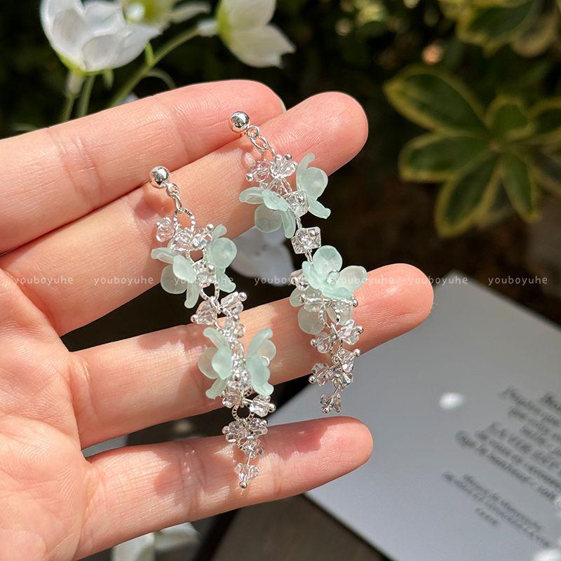 

Mint Mambo Blue Flower Pendant Tassel Earrings Female Summer Seaside Vacation Style Mori Style New Studs Earrings Mint Blue Flower Tassel Earrings-Silver Pins